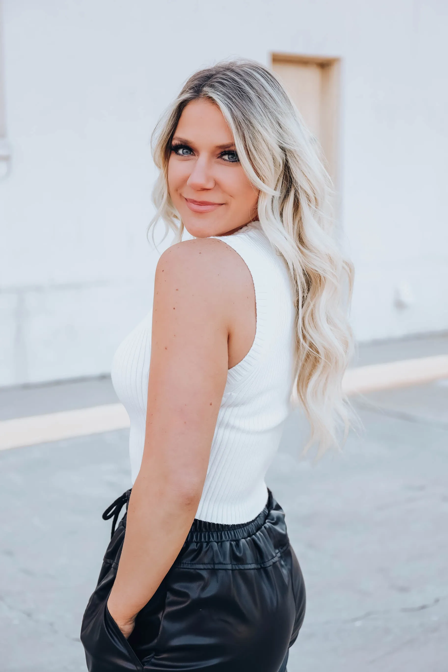 Staying On Trend Cropped Tank - White