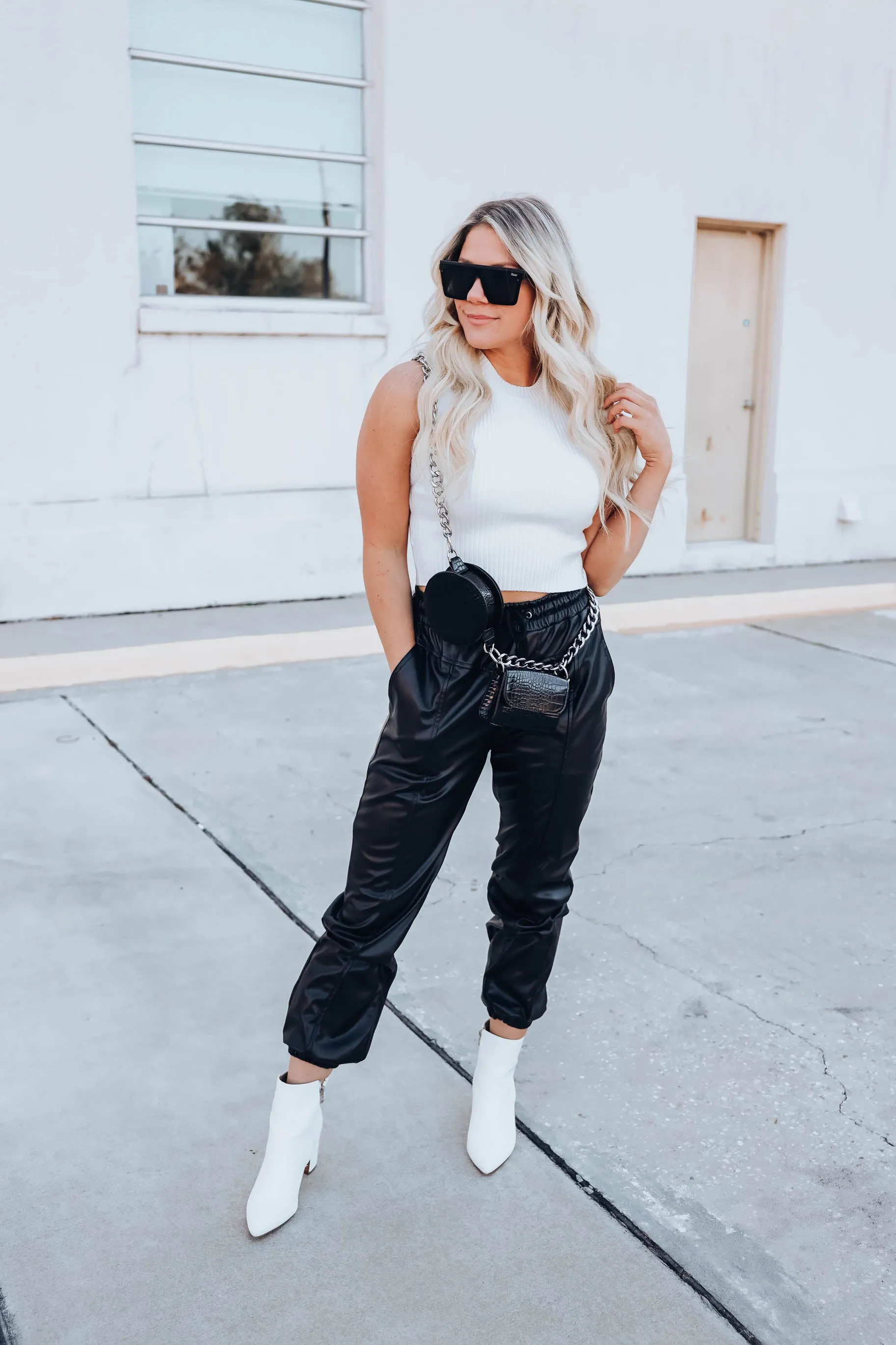 Staying On Trend Cropped Tank - White
