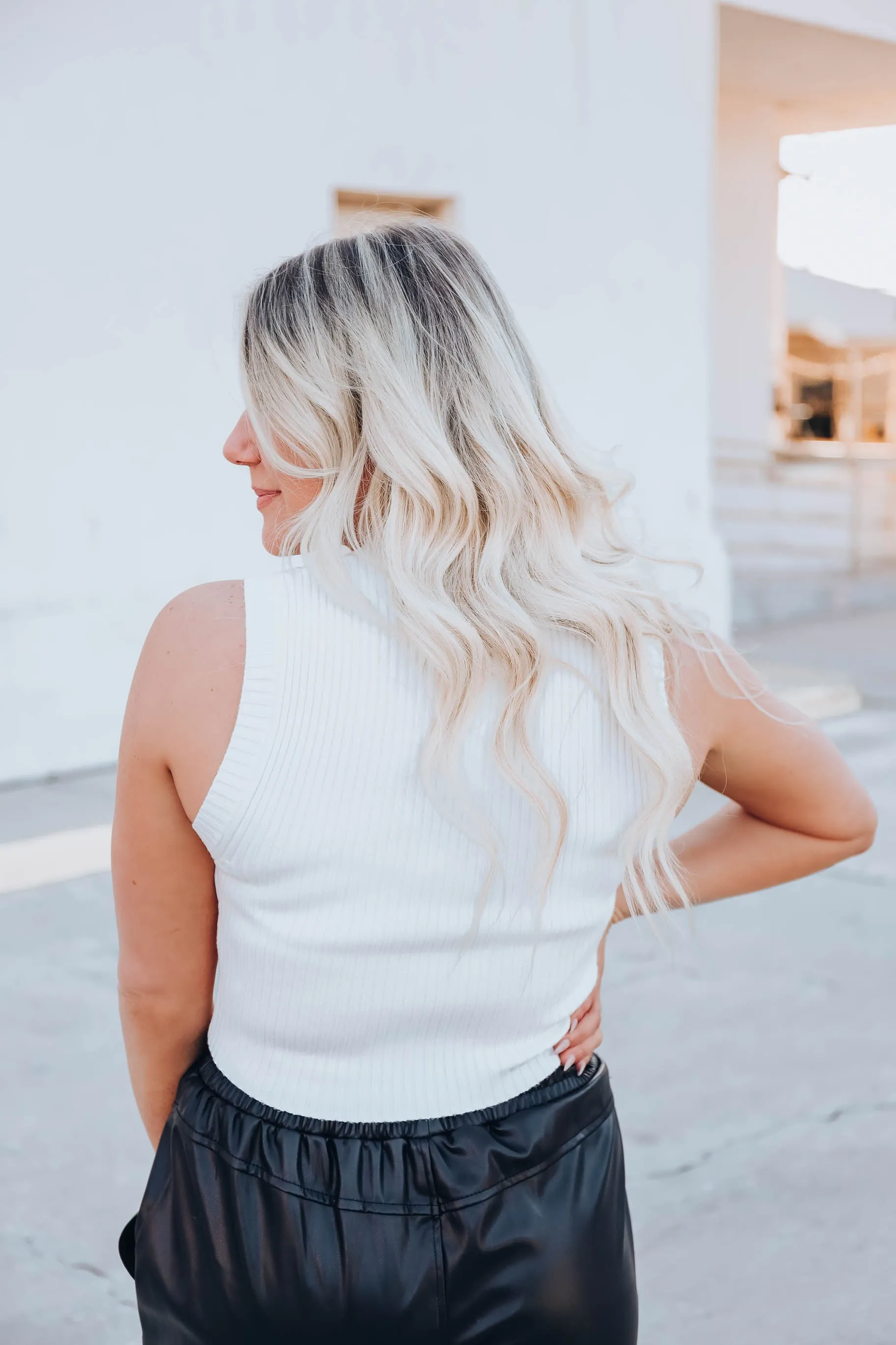 Staying On Trend Cropped Tank - White