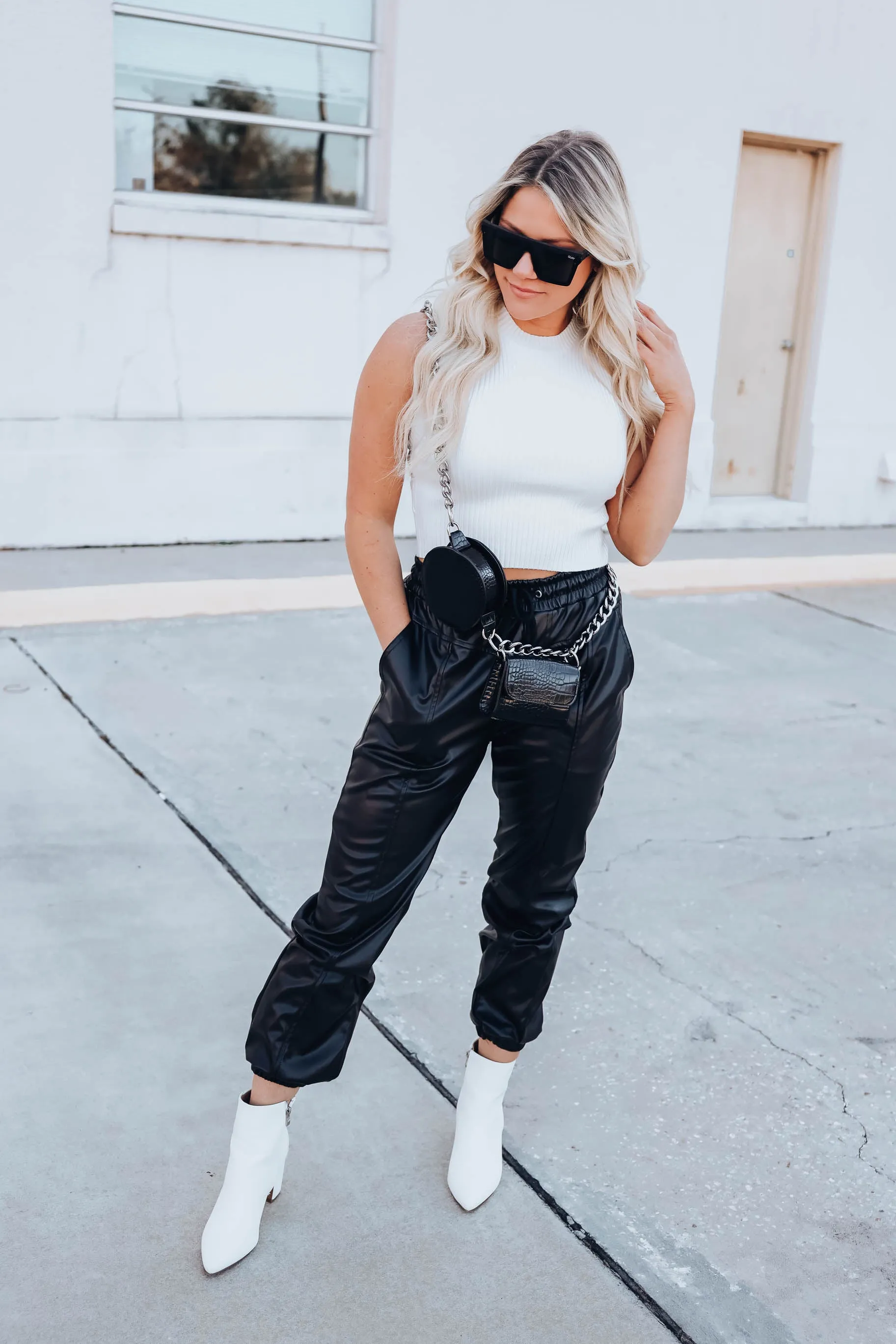 Staying On Trend Cropped Tank - White