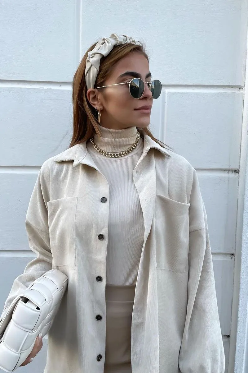 Stone Pocket Oversized Brushed Shacket - Caley