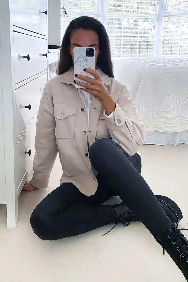 Stone Pocket Oversized Brushed Shacket - Caley