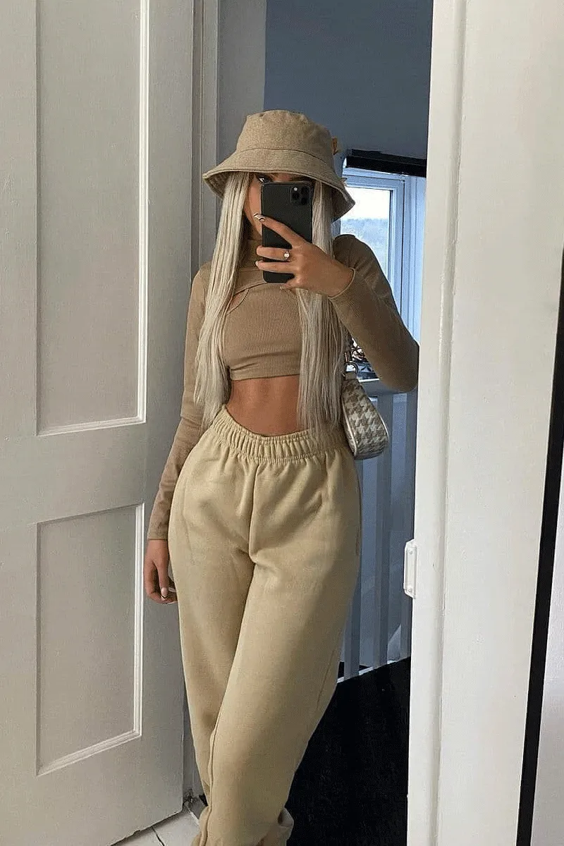 Stone Ribbed Double Cut Out Crop Top - Graci
