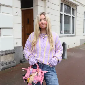 Streepjes vest geel lila