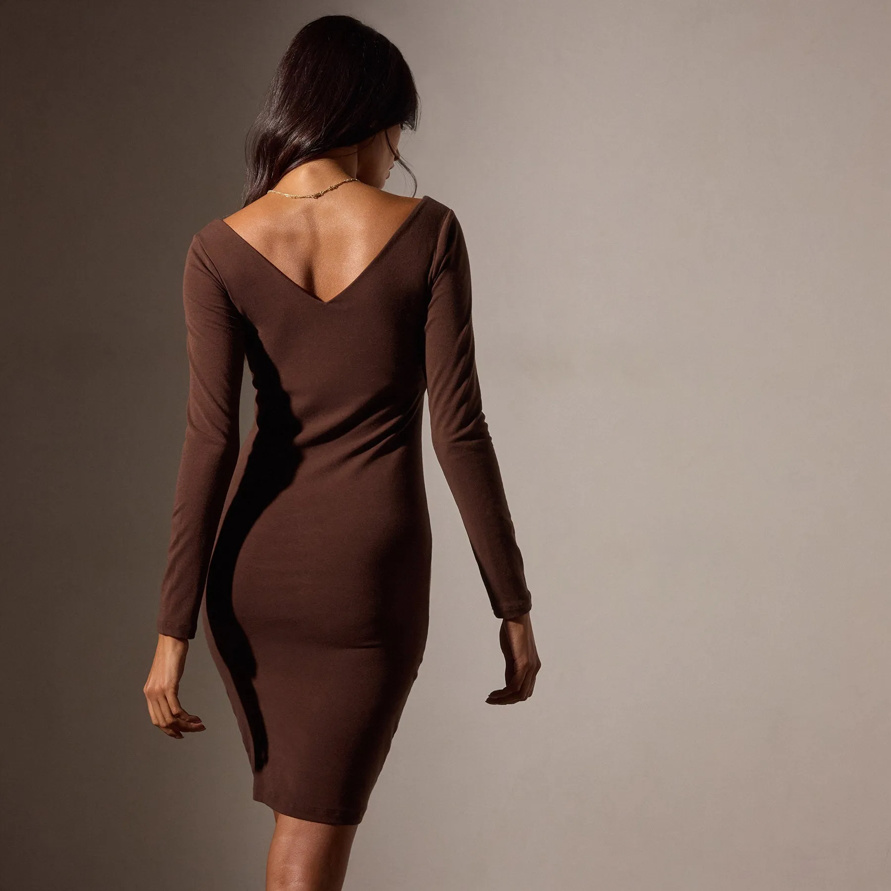 Stretch Lotus Ribbed Dress - Americano