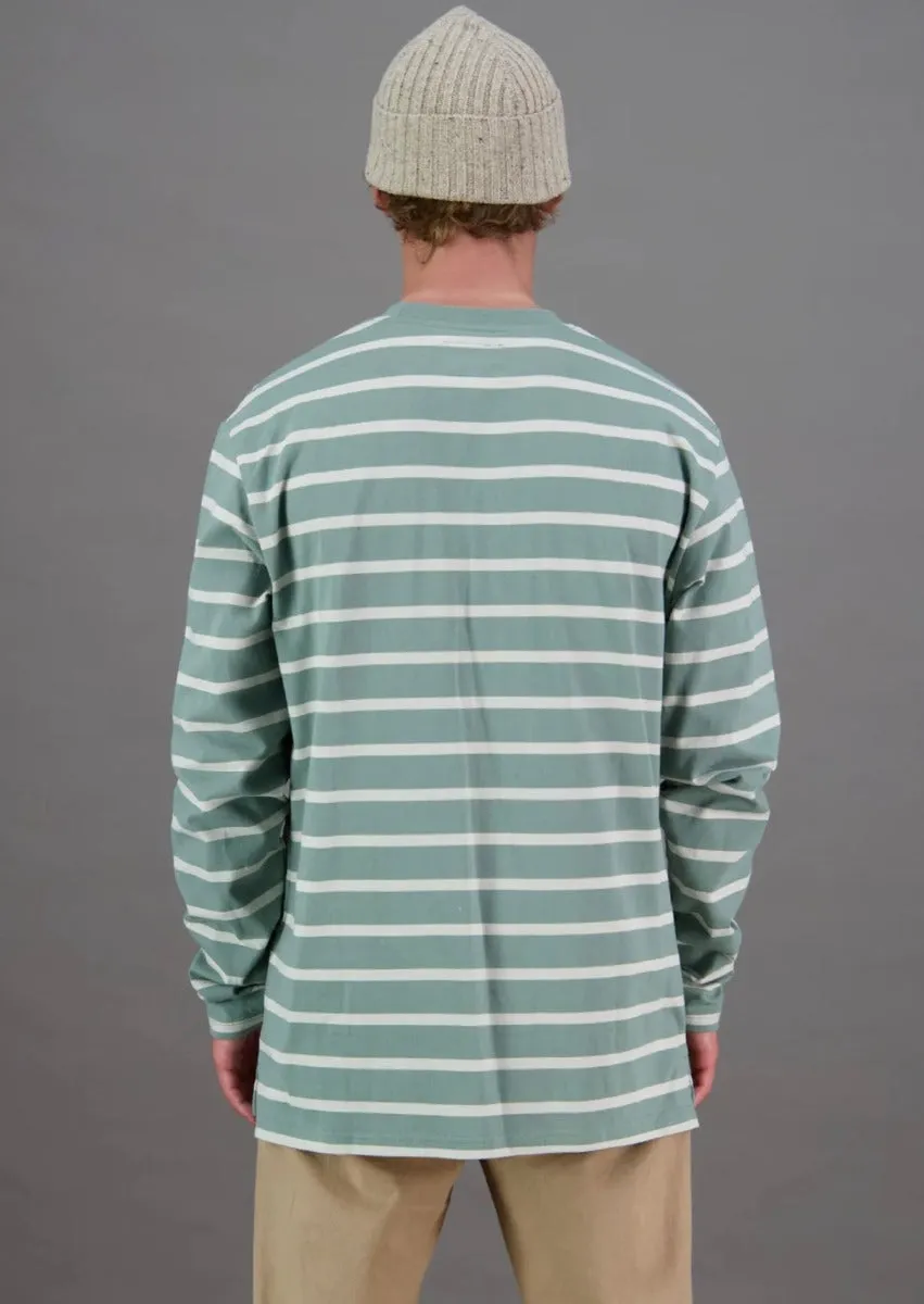 Stripe Sea LS Tee Green/Off White Stripe