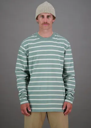 Stripe Sea LS Tee Green/Off White Stripe