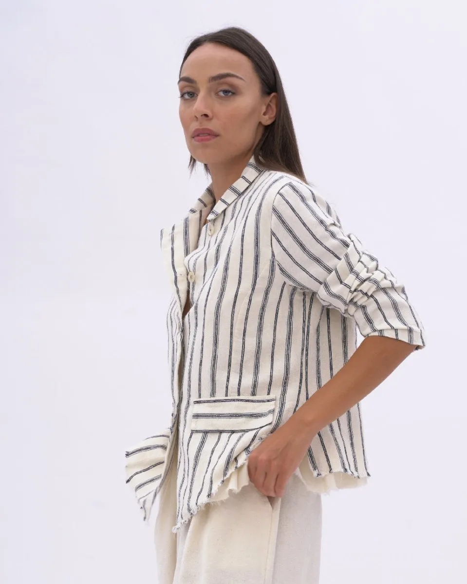 Striped Raw Edge Layered Jacket
