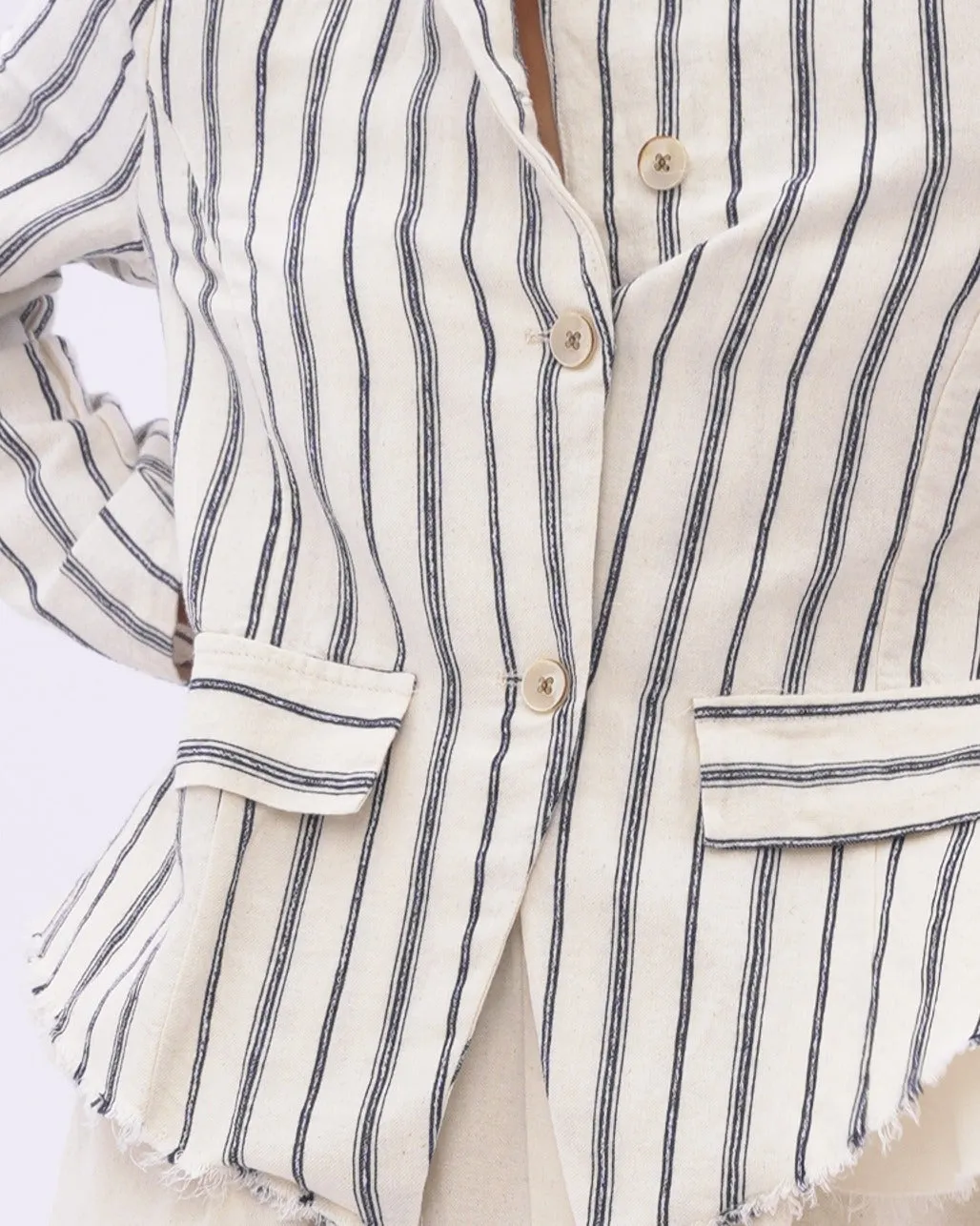 Striped Raw Edge Layered Jacket