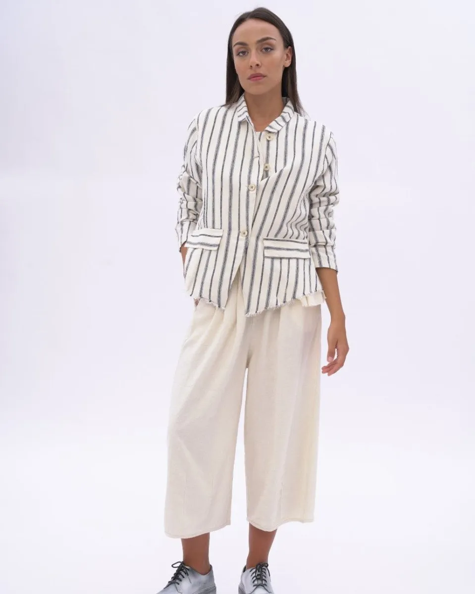 Striped Raw Edge Layered Jacket