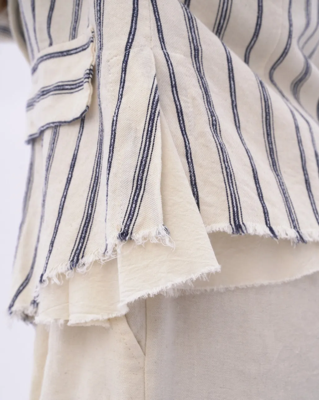 Striped Raw Edge Layered Jacket