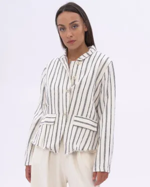 Striped Raw Edge Layered Jacket