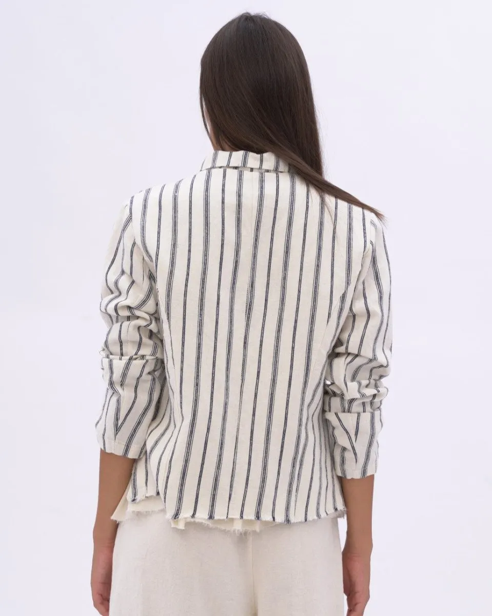 Striped Raw Edge Layered Jacket
