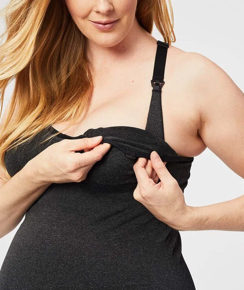 Sugar Candy Fuller Bust Seamless F-HH Cup Nursing Tank - Charcoal