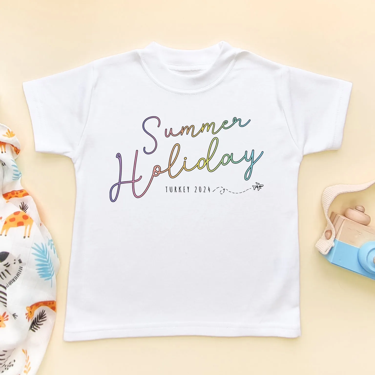 Summer Holiday Colorful Font Personalised Toddler & Kids T Shirt