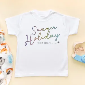 Summer Holiday Colorful Font Personalised Toddler & Kids T Shirt