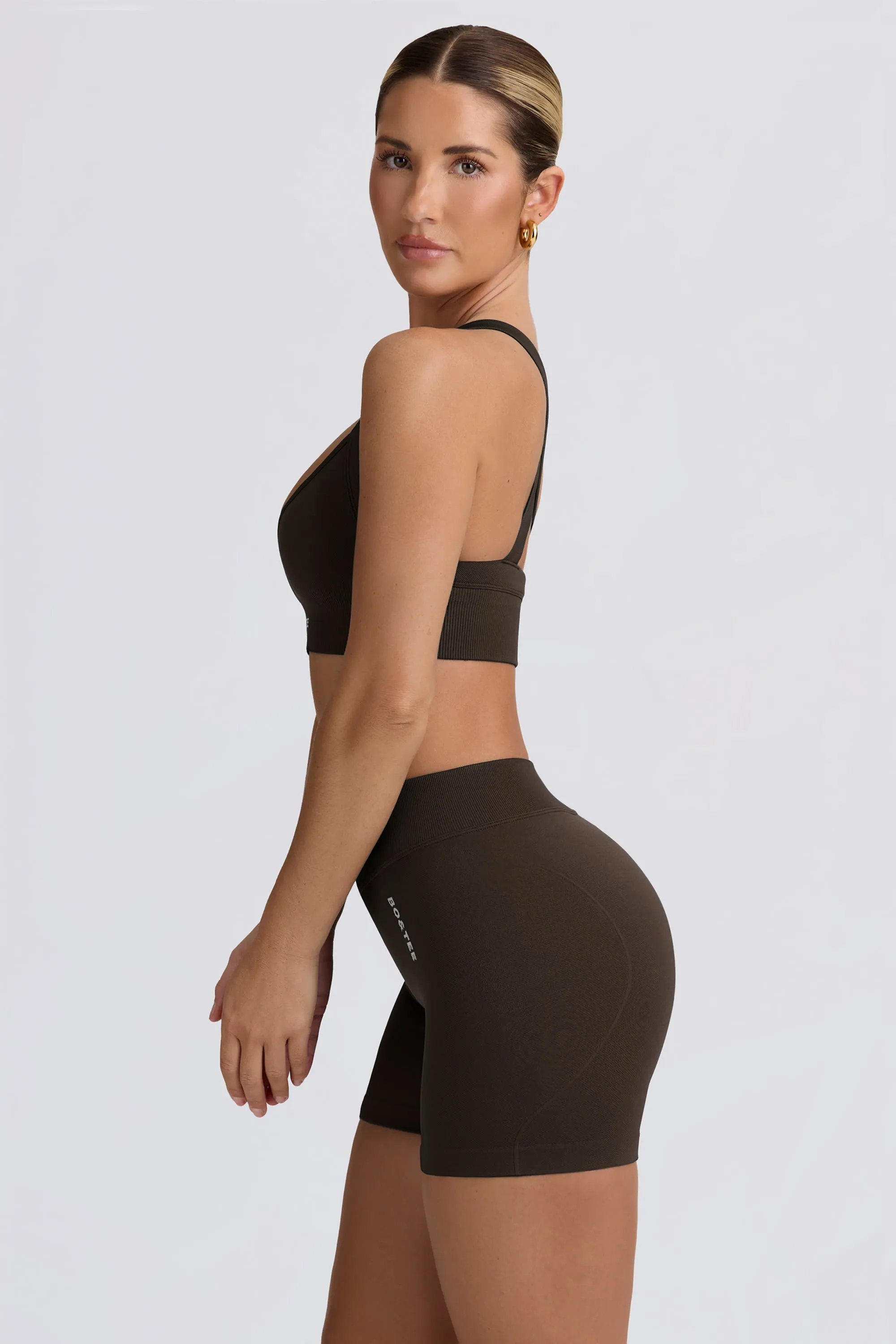 Super Sculpt Seamless Mini Shorts in Brown