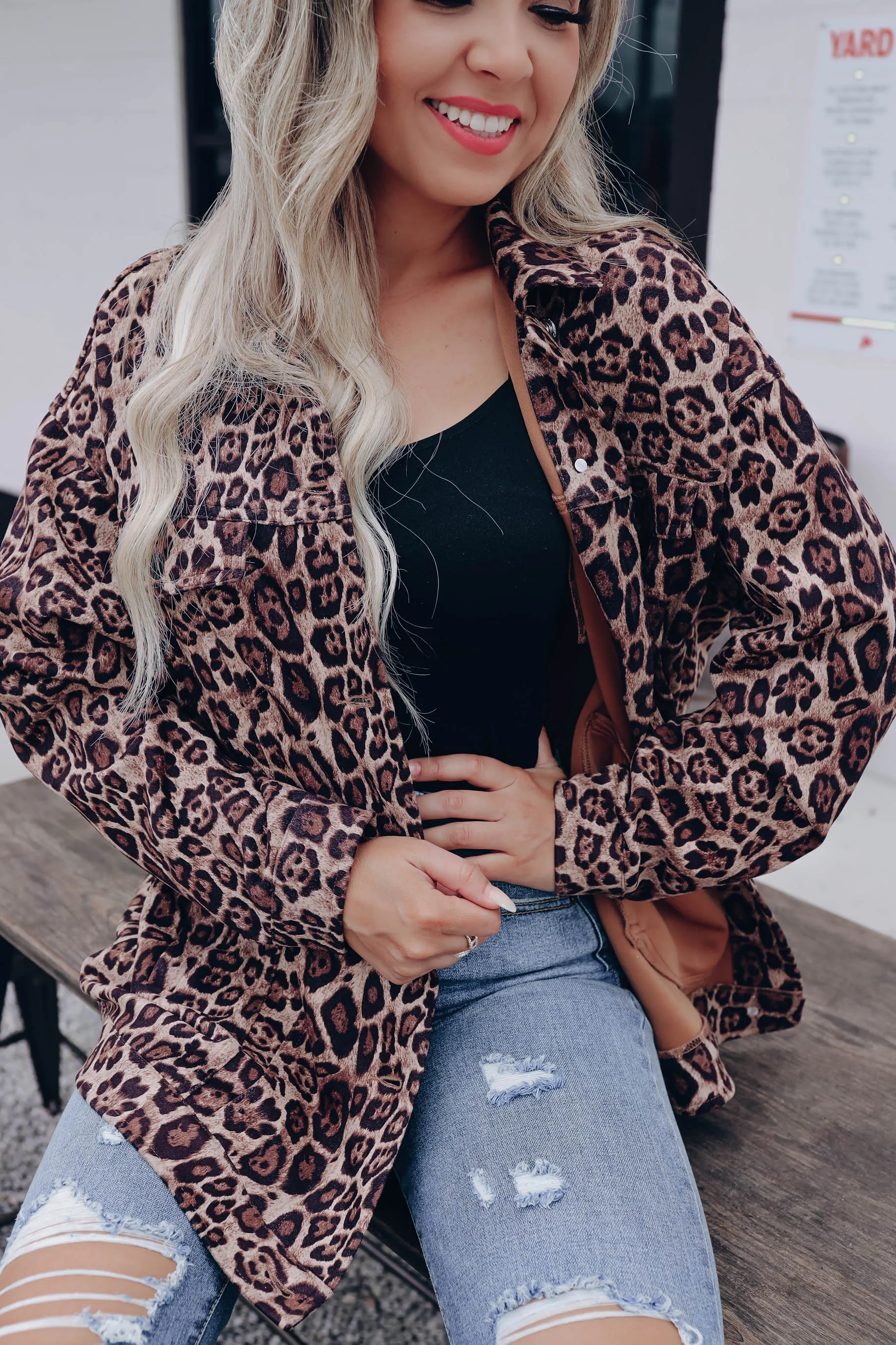 Sussex Faux Suede Leopard Print Jacket