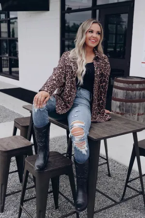 Sussex Faux Suede Leopard Print Jacket