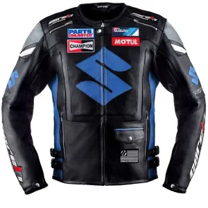 Suzuki Blue Motorcycle Racing Leather Jacket