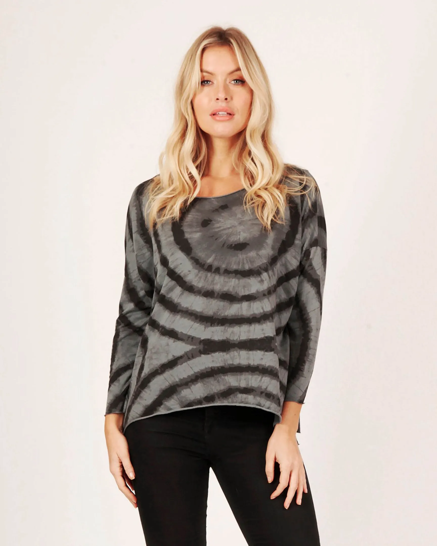 SUZY D Joanna Oversize Raw Edge Tie Dye Top