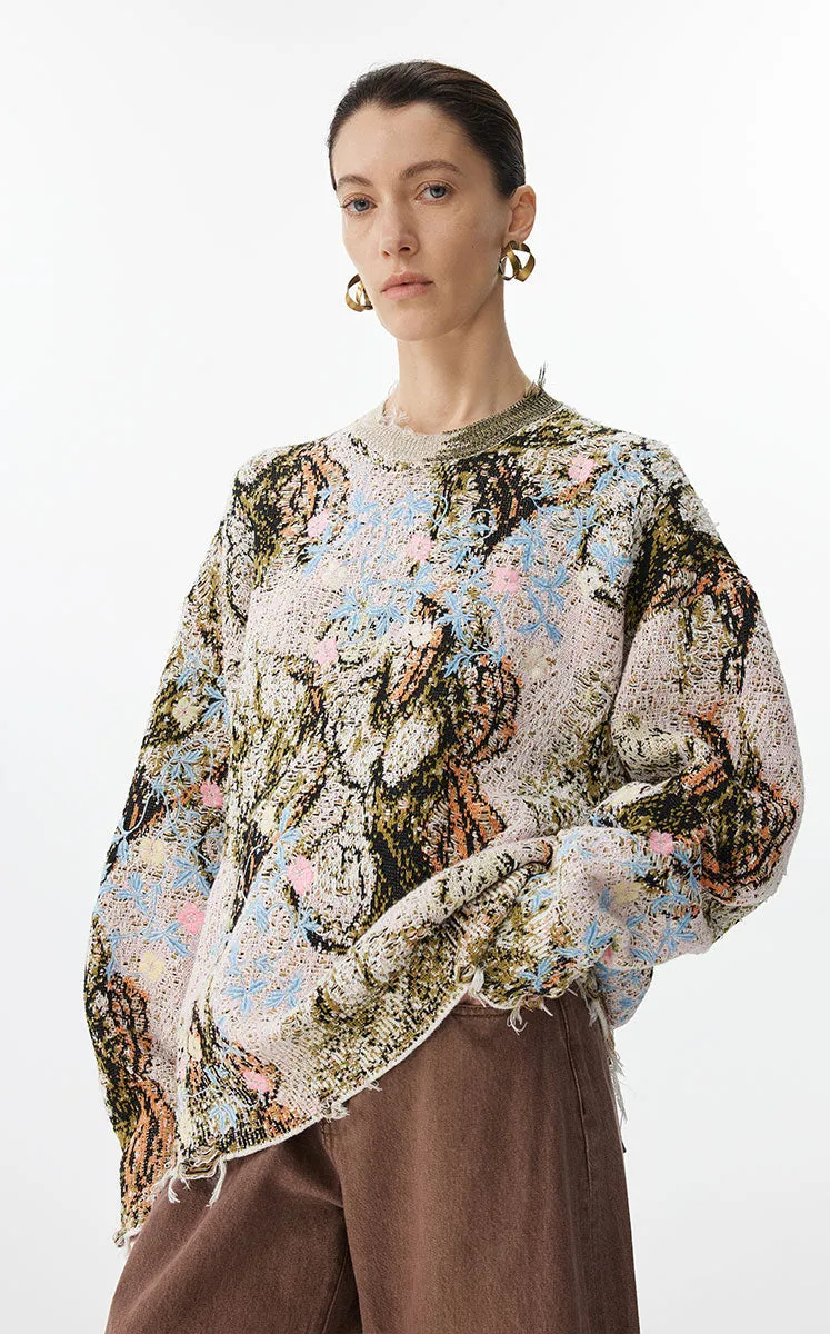 Sweater / JNBY Oversized Floral Knit Sweater