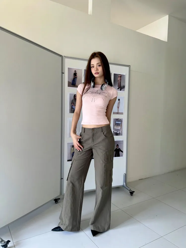 Sweet Heart Retro Baby Pink Slim T-Shirt
