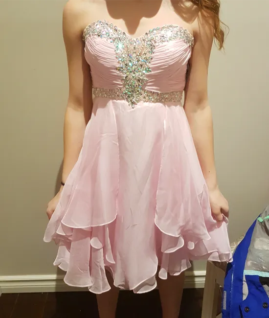 Sweetheart Neck Short Pink Prom Dresses, Short Pink Homecoming Dress, Graduation Dresses