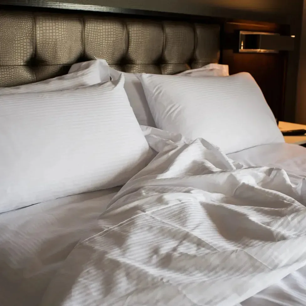 T-250 White Blended 10 MM Satin Stripe Sheets