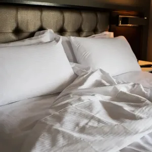 T-250 White Blended 10 MM Satin Stripe Sheets