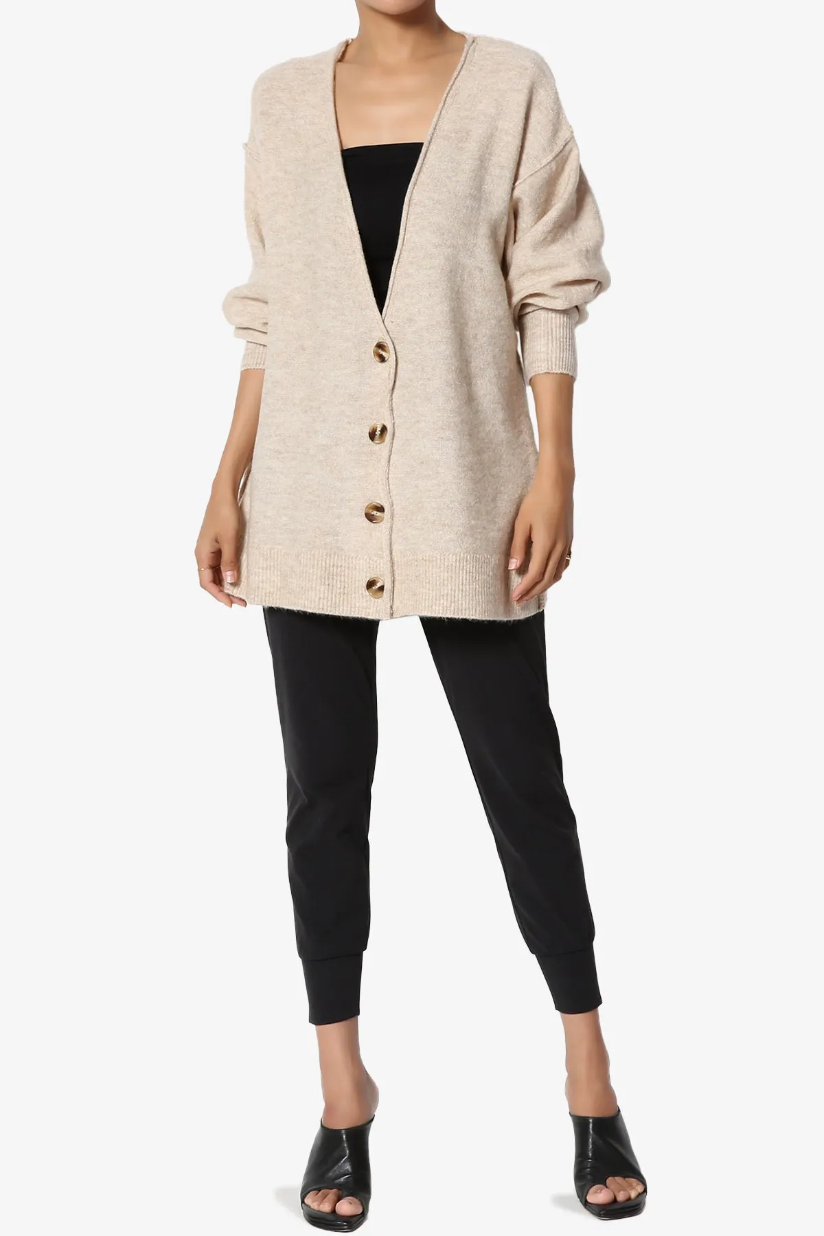 Taryn Loose Melange Knit Cardigan PLUS