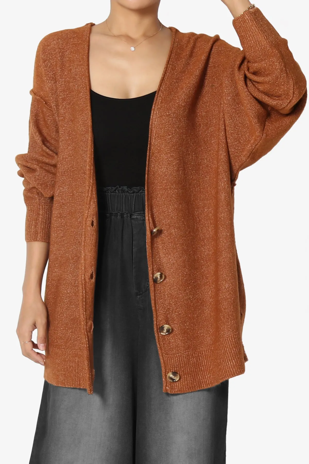 Taryn Loose Melange Knit Cardigan PLUS