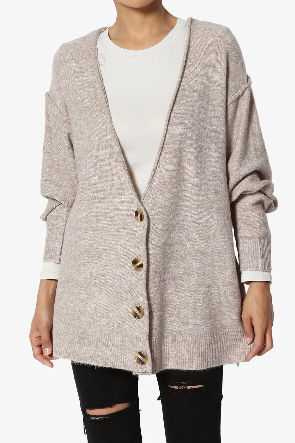 Taryn Loose Melange Knit Cardigan PLUS