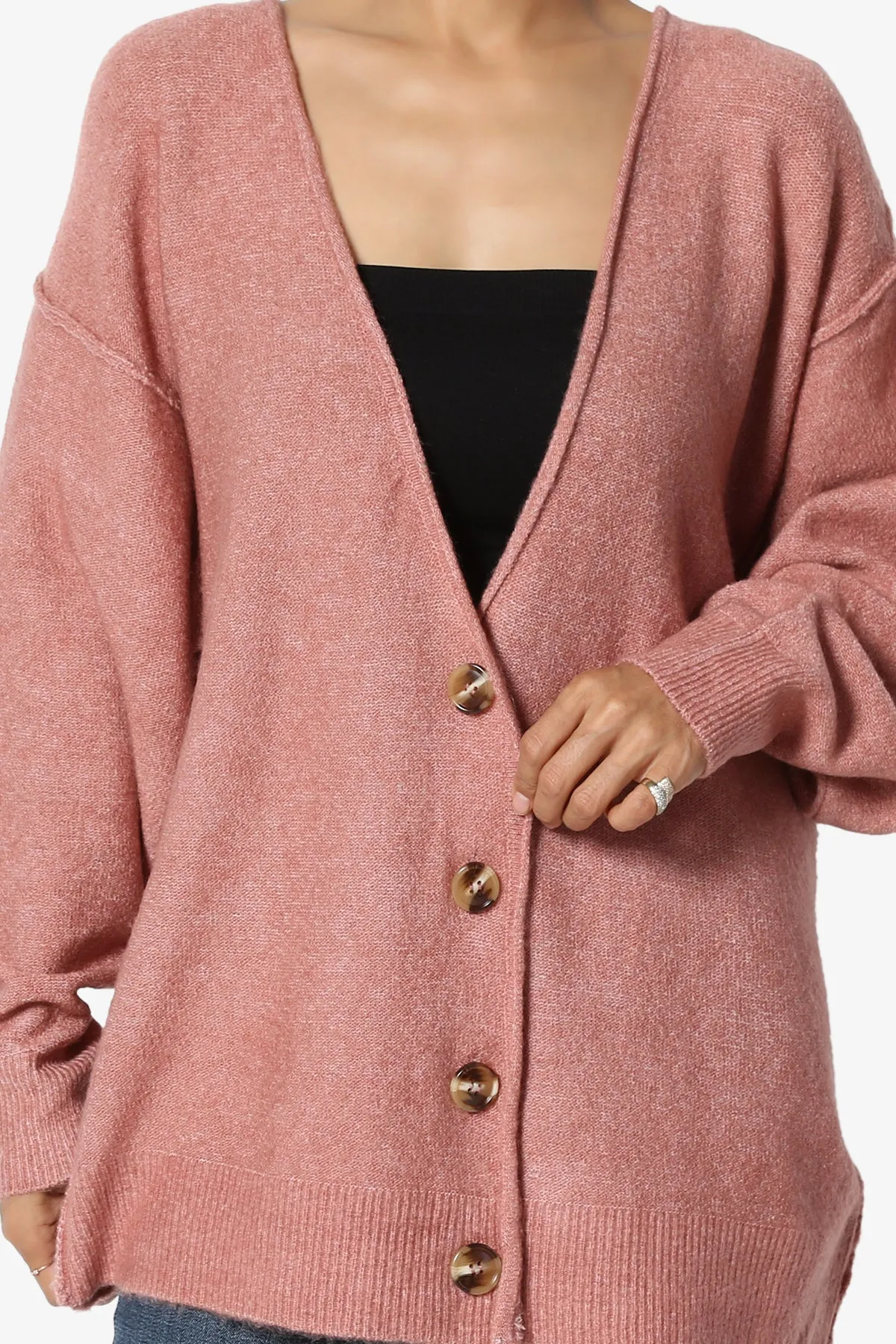 Taryn Loose Melange Knit Cardigan PLUS