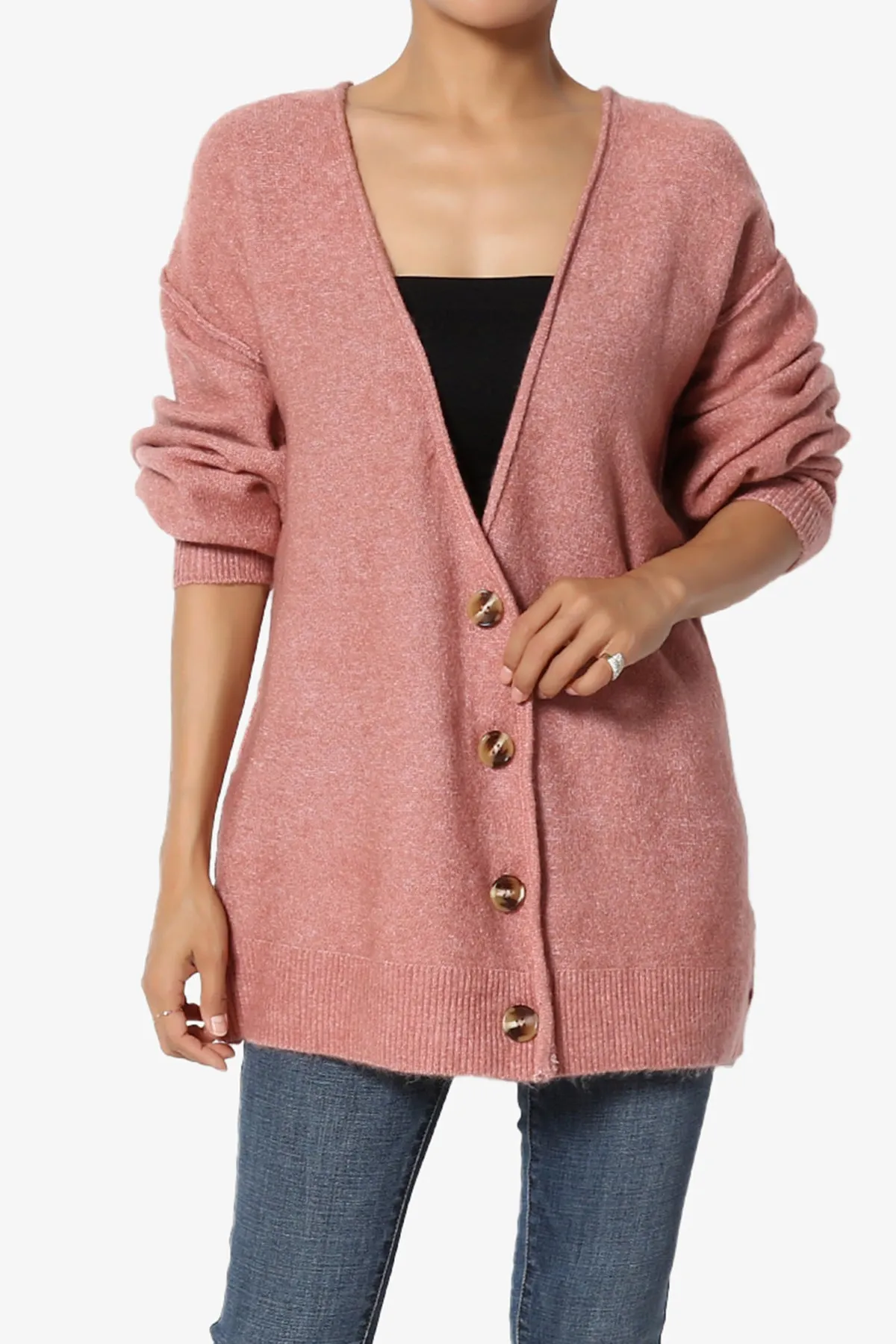 Taryn Loose Melange Knit Cardigan PLUS