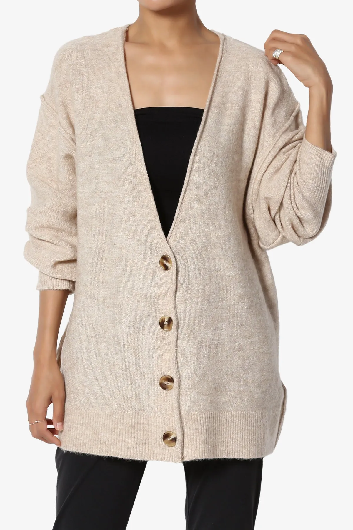 Taryn Loose Melange Knit Cardigan PLUS
