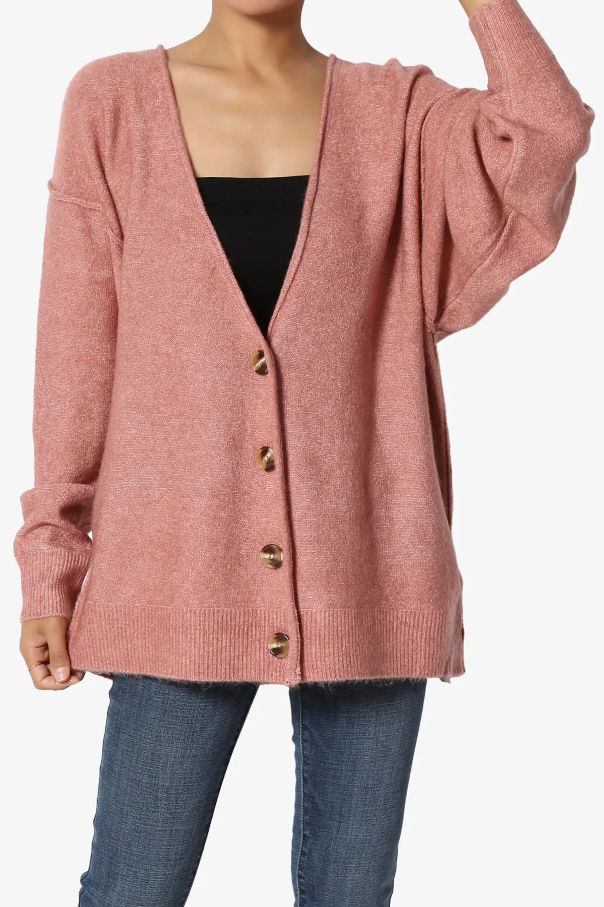 Taryn Loose Melange Knit Cardigan PLUS