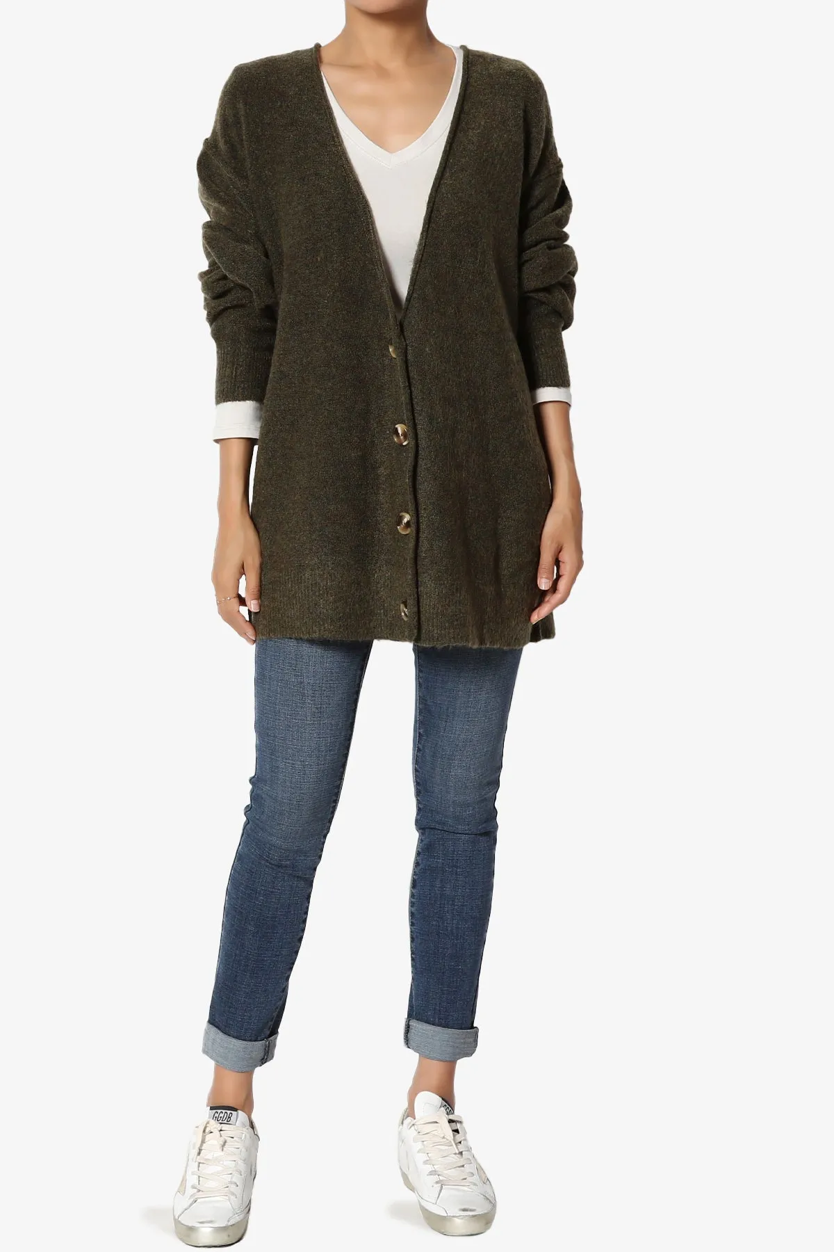 Taryn Loose Melange Knit Cardigan PLUS