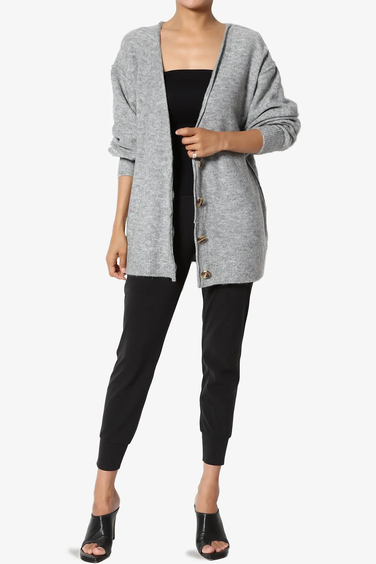 Taryn Loose Melange Knit Cardigan PLUS