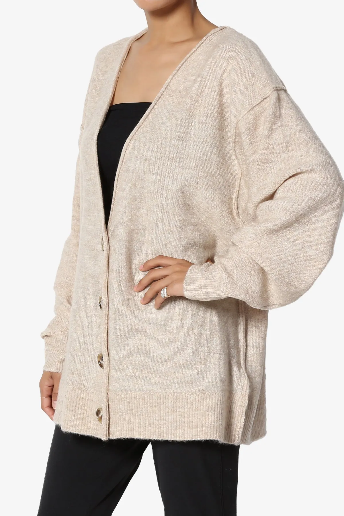 Taryn Loose Melange Knit Cardigan PLUS