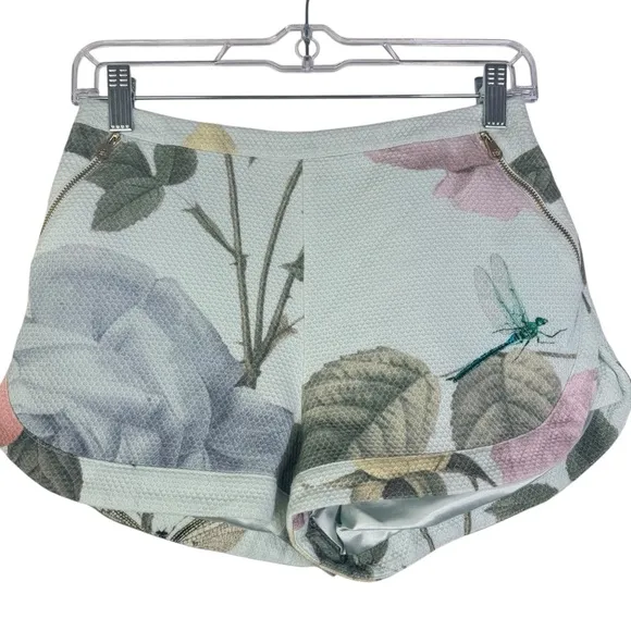 TED BAKER Denyse Distinguishing Rose Shorts Size 0 US 2 XXS Novelty Floral Blue