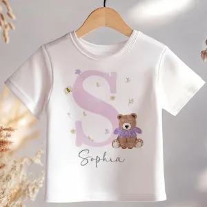 Teddy Bear Pink Girl Personalised Toddler & Kids T Shirt
