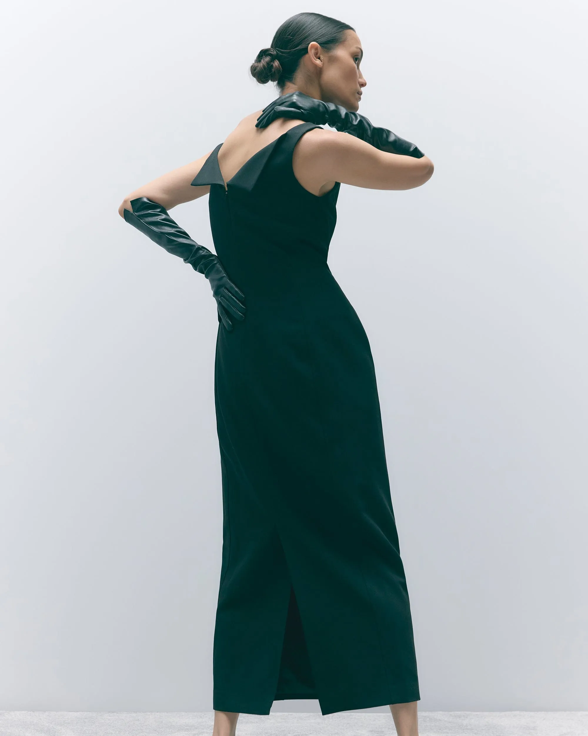 Thanya Wide-Neck Split-Back Dress