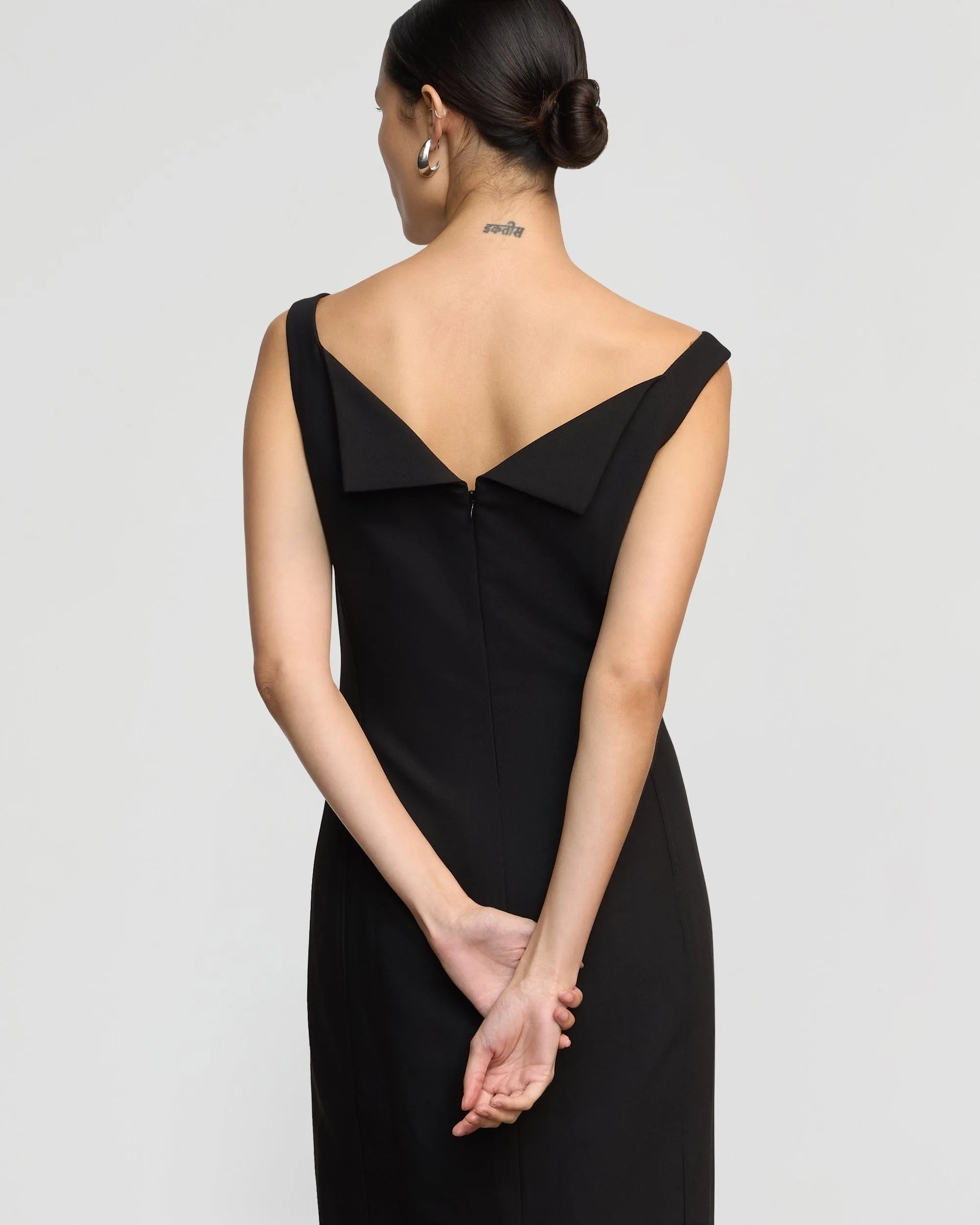 Thanya Wide-Neck Split-Back Dress
