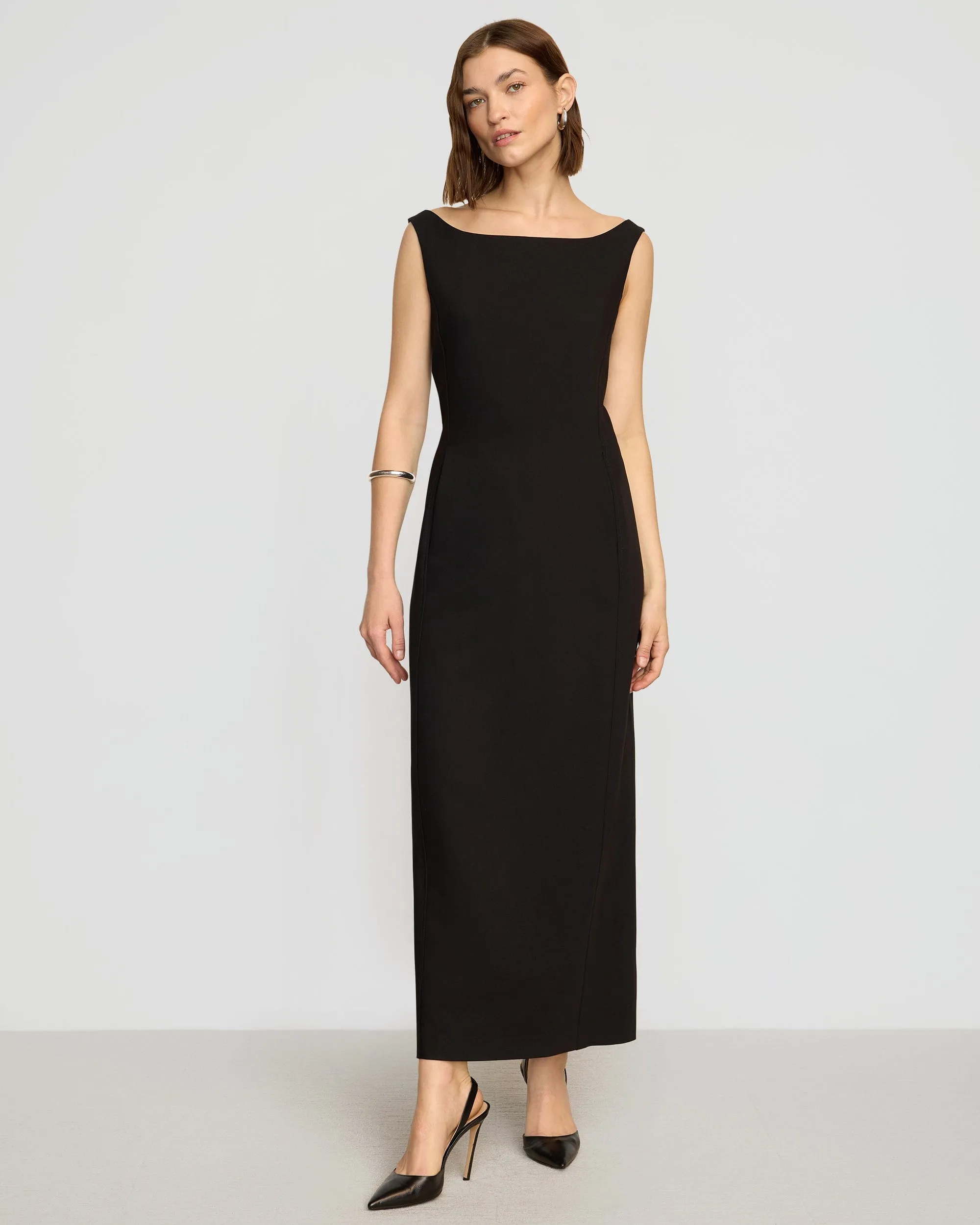 Thanya Wide-Neck Split-Back Dress