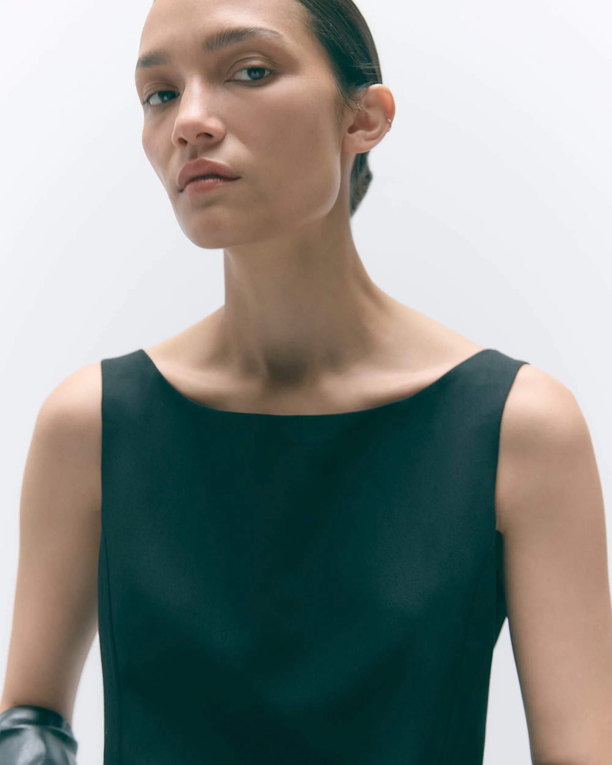 Thanya Wide-Neck Split-Back Dress