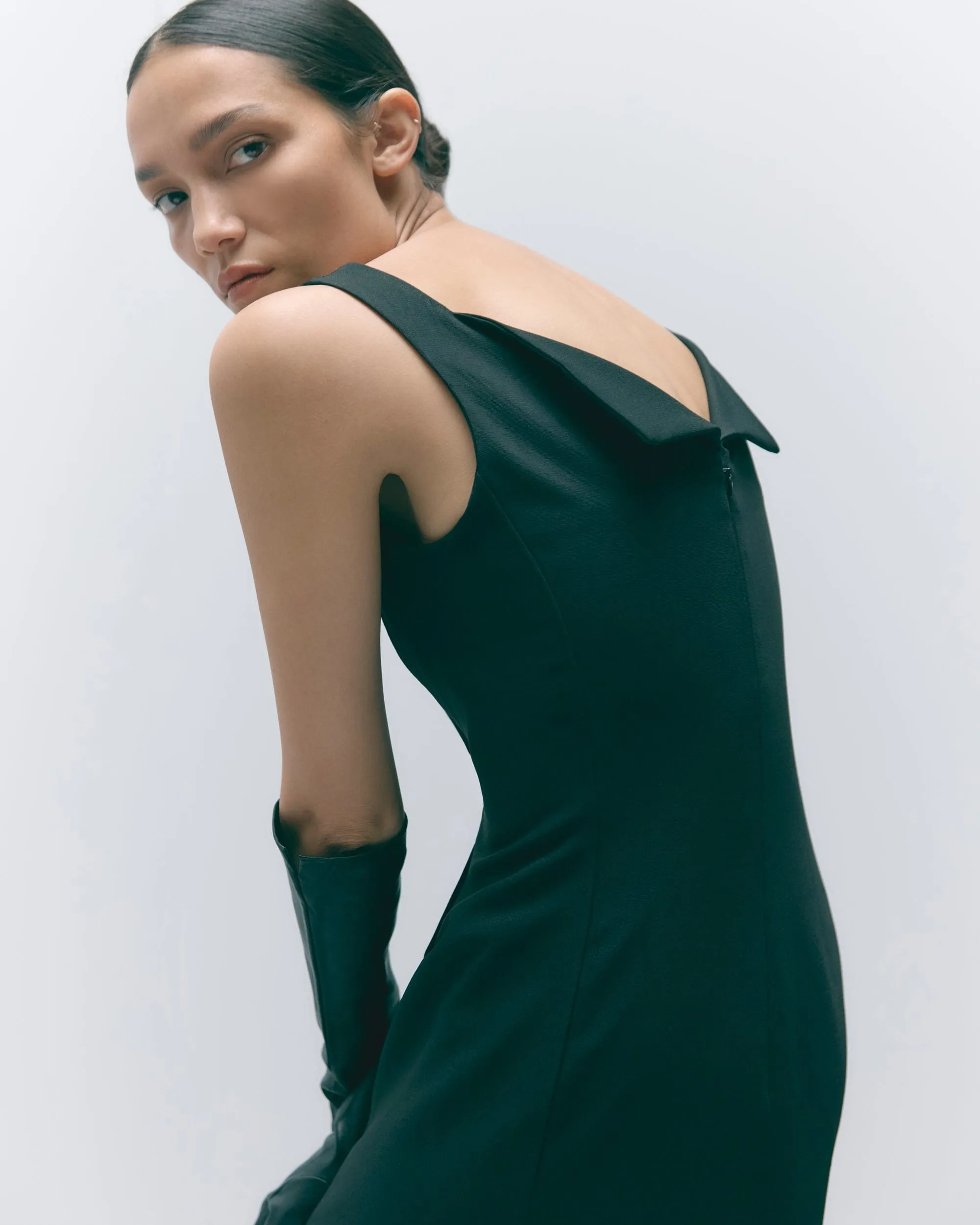 Thanya Wide-Neck Split-Back Dress