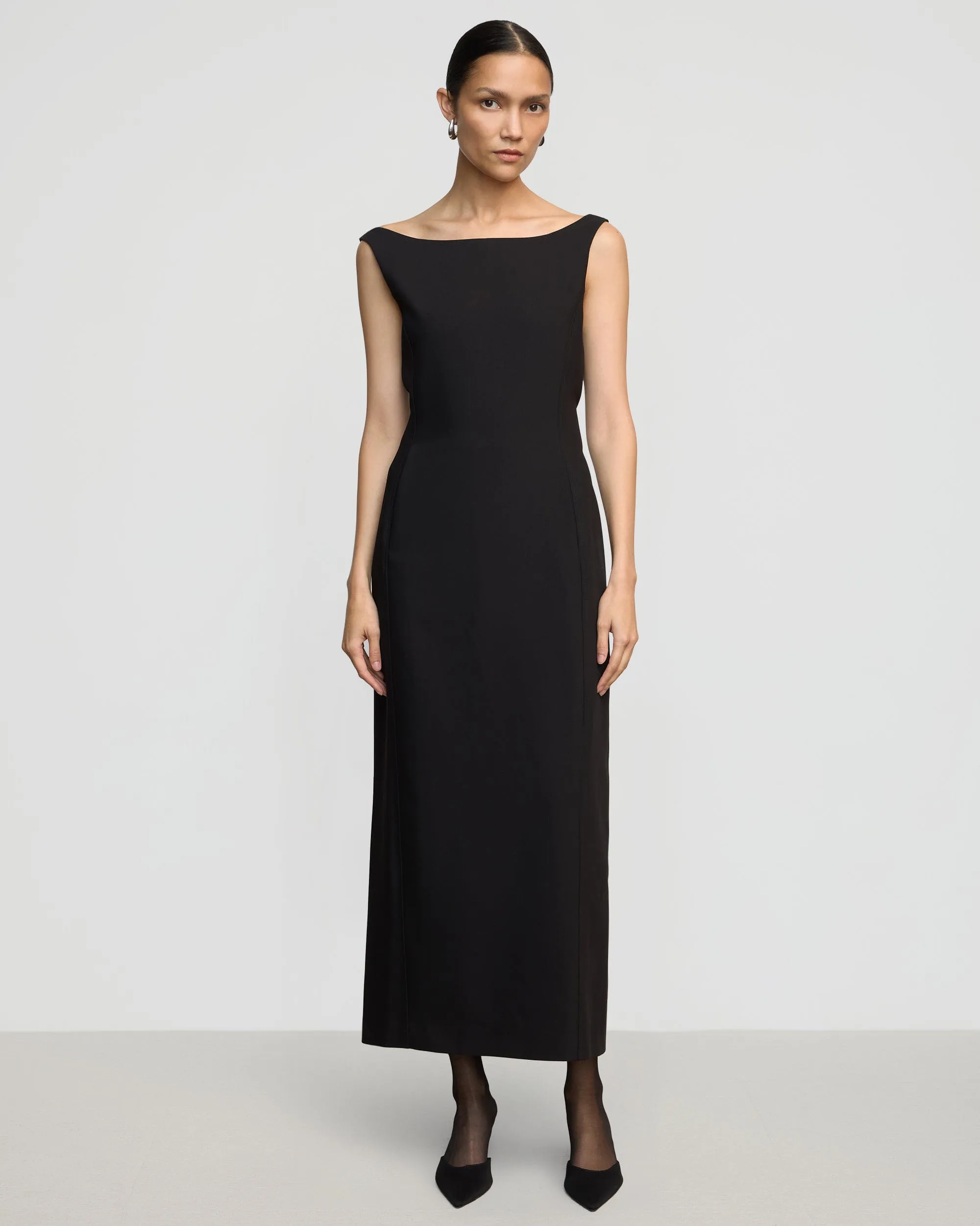 Thanya Wide-Neck Split-Back Dress