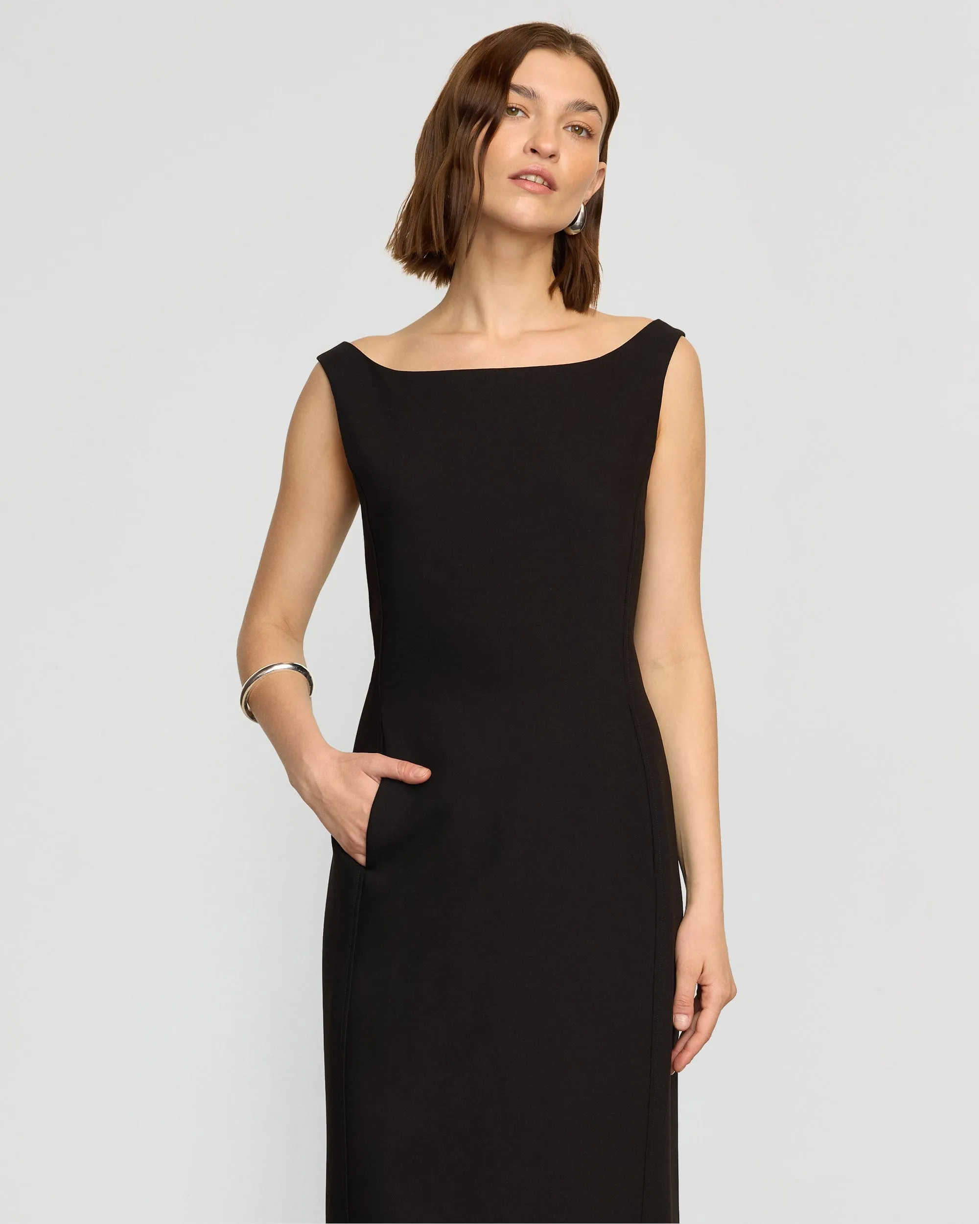 Thanya Wide-Neck Split-Back Dress