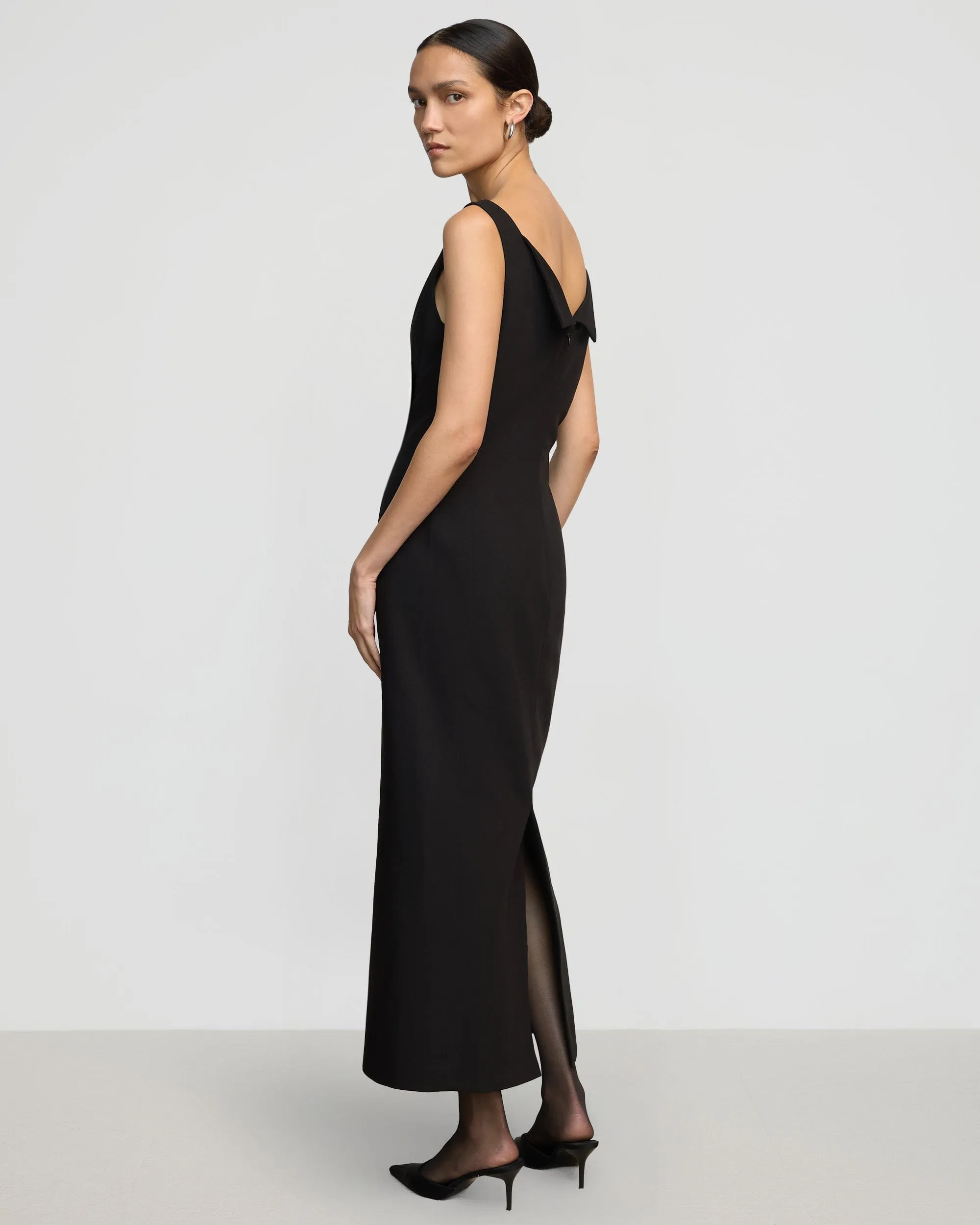 Thanya Wide-Neck Split-Back Dress